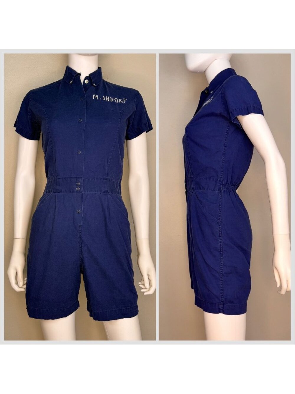 Vintage 1960s Blue School Gym Uniform Romper, Moore Size Small